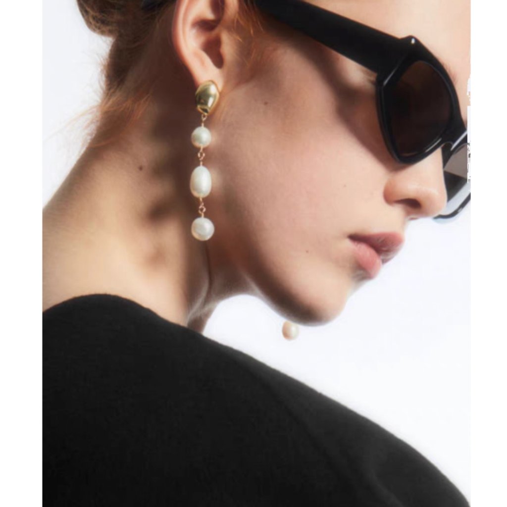 Nwt Cos Pearl Drop Earrings Gold Pearl